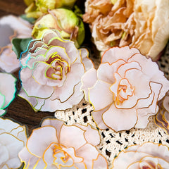 10PCS Flower DIY Paper Stickers Art Supplies PET DIY Decorative Planning