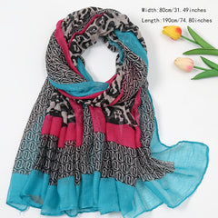 Vintage Print Thin Scarf Shawl Beach Towel Yarn Scarf Casual Sunscreen Large