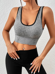 Seamless Sports Bra Grey Sleeveless Running Cropped Top