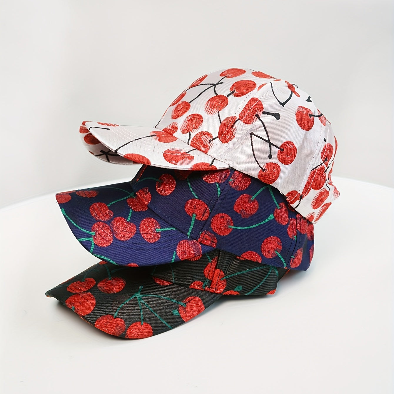Cherry Print Baseball Cap Couple Sun Hat Adjustable Golf Dad Hats Women Men