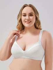 Plus Size Basic Bra Solid Wide Strap Wireless T-shirt Bralette