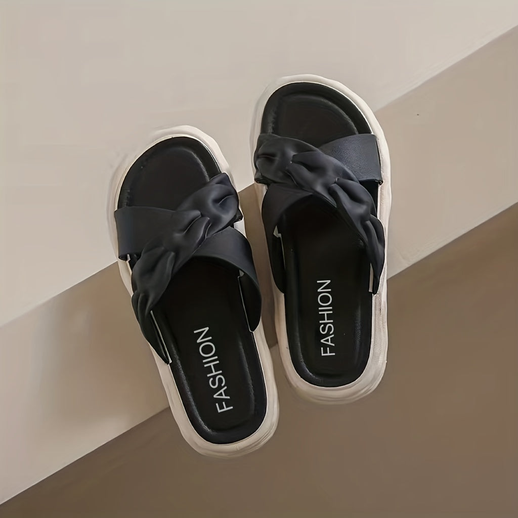 Cross Strap Slides Soft Sole Pillow Slides Casual Platform Shoes