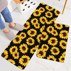 Sunflower Printed Kitchen Rug Anti Slip Absorbent Soft Cushioned