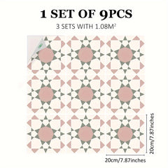 9pcs Pink Printed Floor Stickers Waterproof Anti-slip Home Decoration