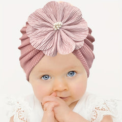 Baby Girls Sweet Brimless Hats Soft Flowers Decor Head Wrap