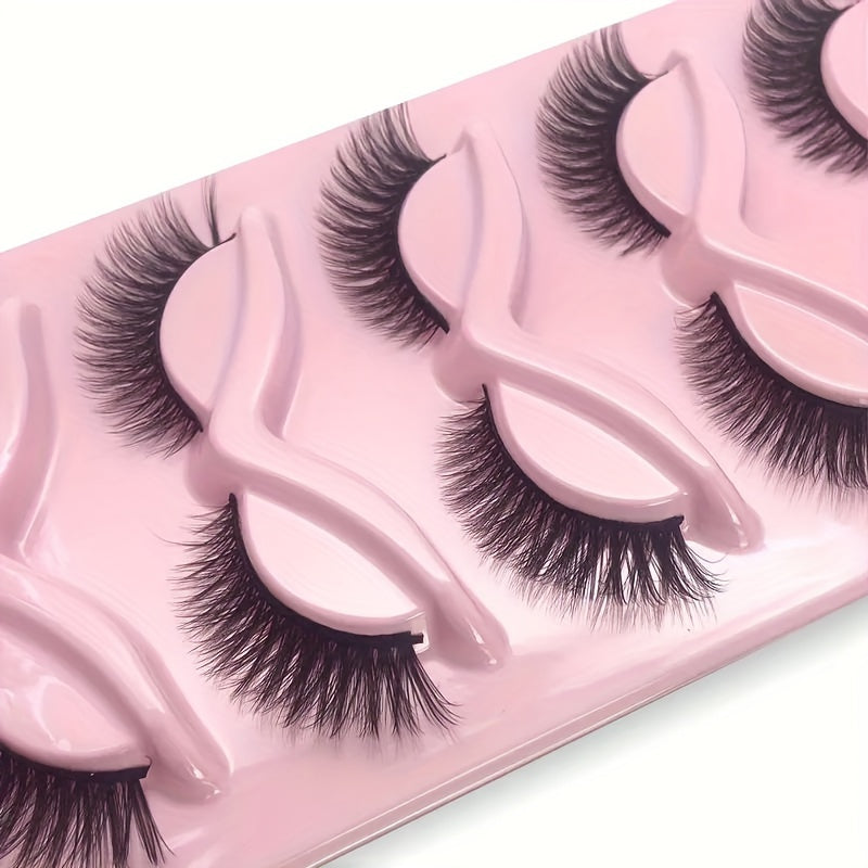 5 Pairs Fluffy Curly Cat Eye Effect False Eyelashes