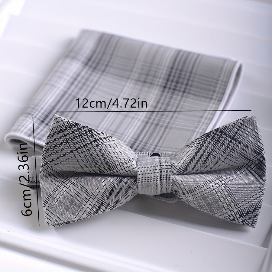 Men's Bow Tie and Square Scarf Combo for Formal Dress