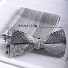 Men's Bow Tie and Square Scarf Combo for Formal Dress