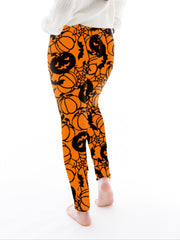 Funny Pumpkin Print Plus Size Halloween Leggings for Women