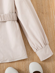 Girls Ruffled Shirt With Belt - Autumn/Spring Kids Clothes