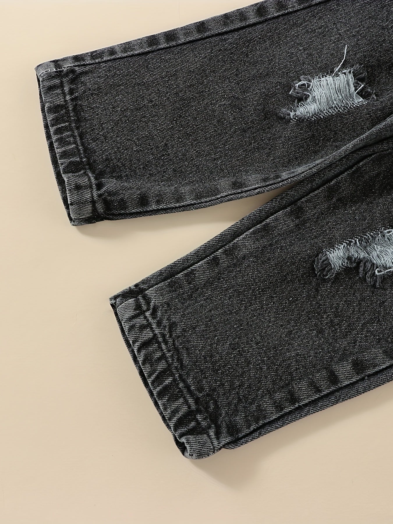 Toddler Boy's Block Sweatshirt & Ripped Denim Pants Set