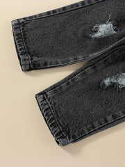 Toddler Boy's Block Sweatshirt & Ripped Denim Pants Set
