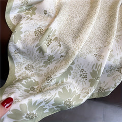 Floral Print Square Scarf Solid Plain Casual Shawl Women Head Wrap Bandana