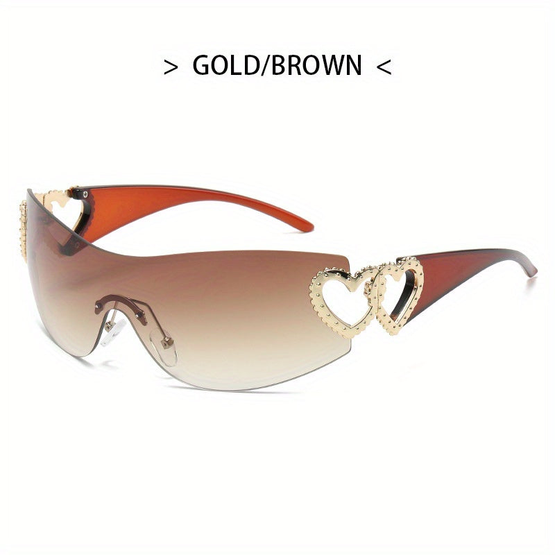 Y2K Sunglasses Rimless Gradient Lens Oversized Futuristic Eyewear UV400