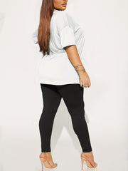 Rose Print Tee & Leggings Set Short Sleeve Casual 2pcs
