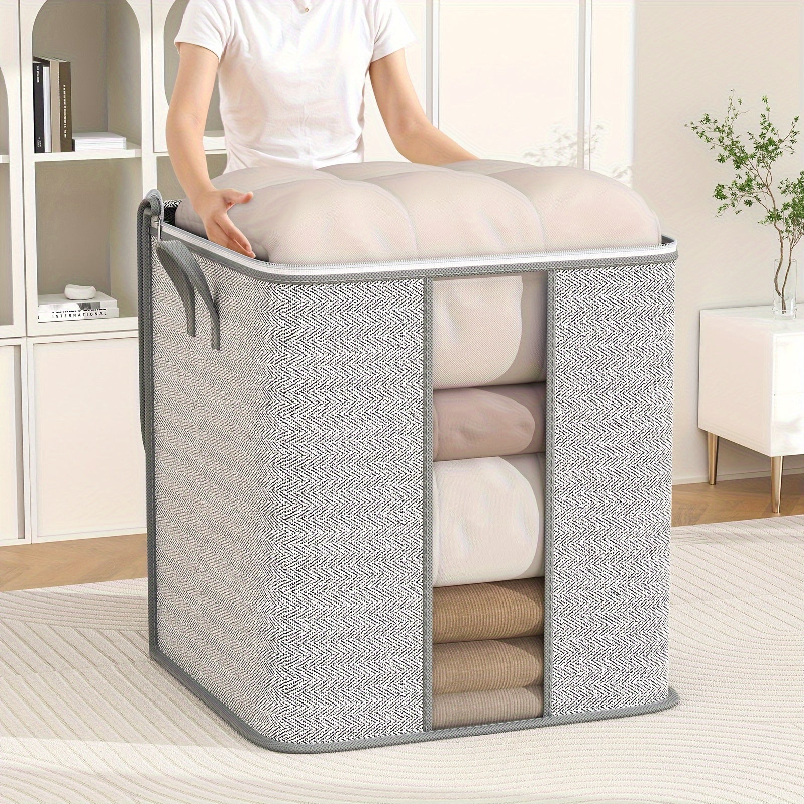 Portable Clothes Storage Bag with Window - Space Saving Organizer