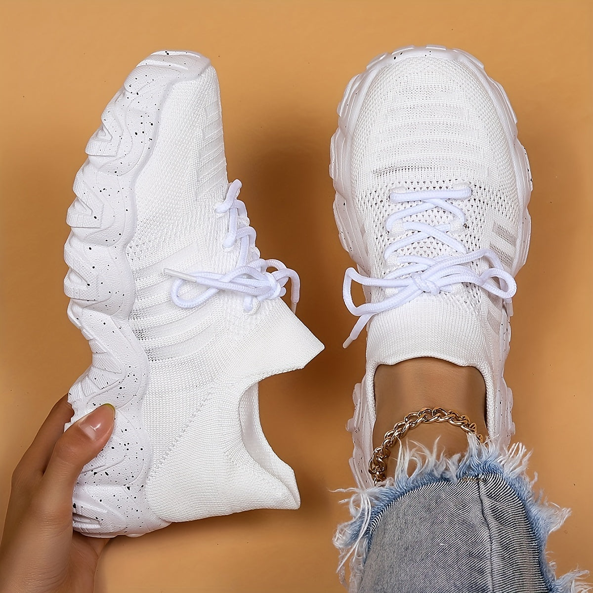 Women's Mesh Sneakers Low Top Lace Up Walking Shoes