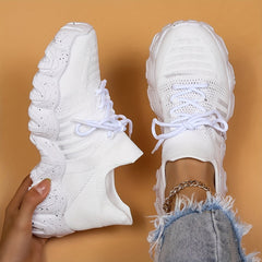 Women's Mesh Sneakers Low Top Lace Up Walking Shoes