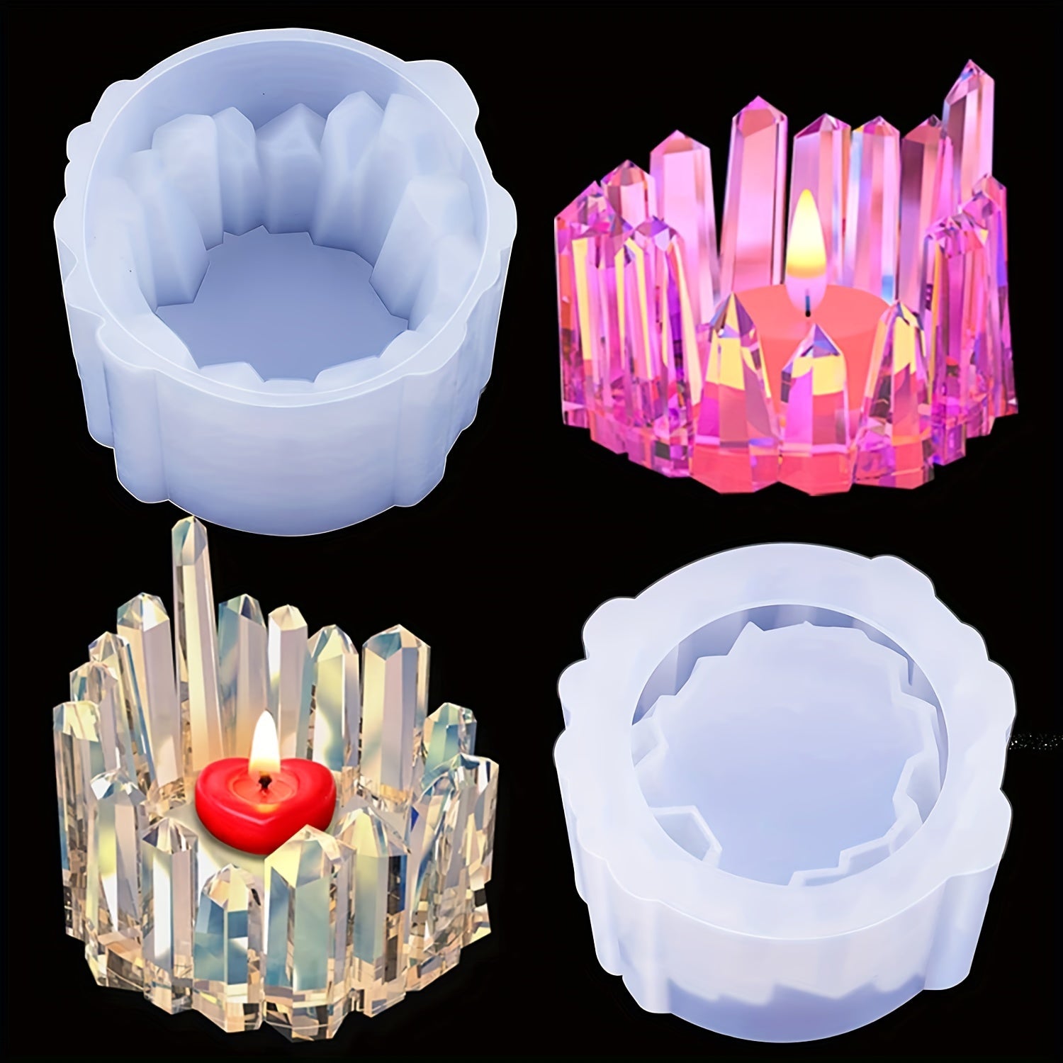 Crystal Candle Holder Resin Mold for DIY Jewelry Storage Box Crafts