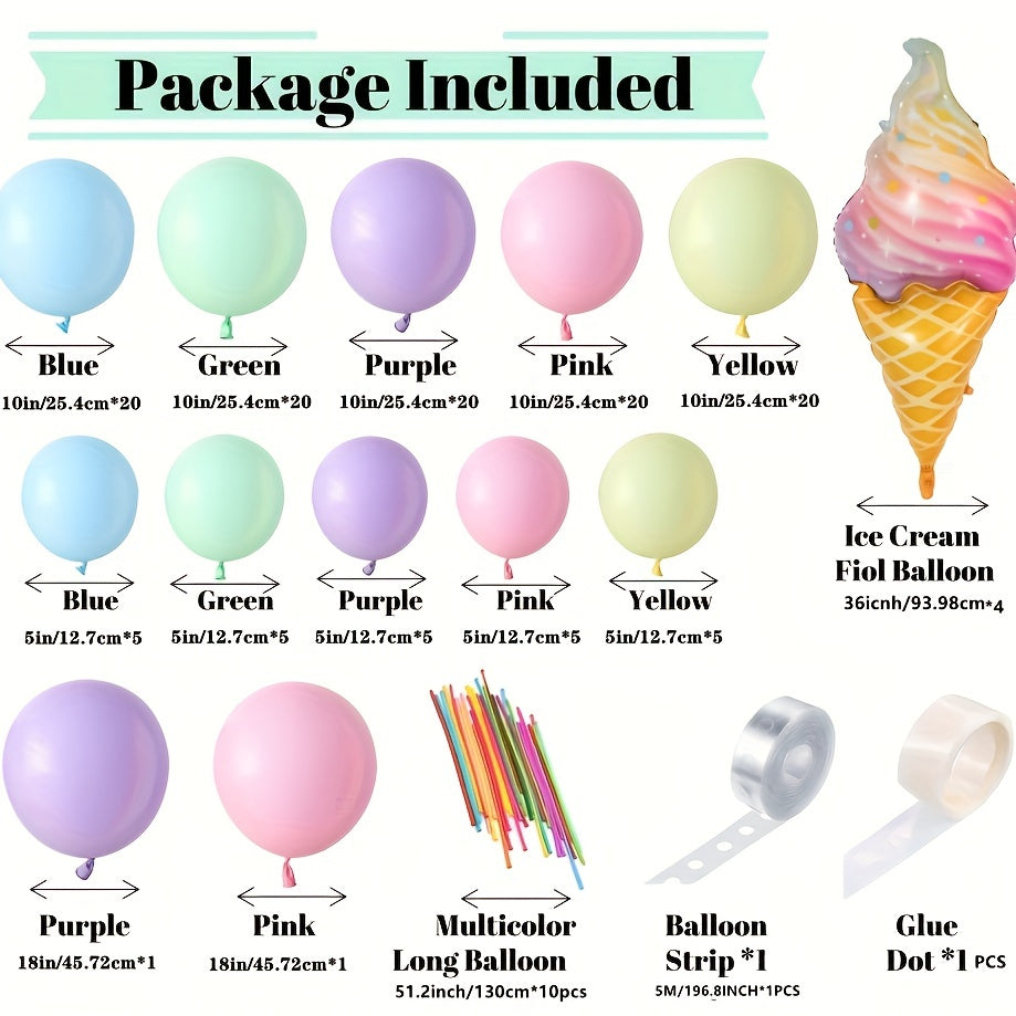 Ice Cream Balloon Garland Arch Pink Sprinkle Macaron Rainbow