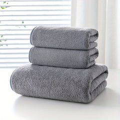 3pcs High Density Coral Fleece Towel Set Soft & Absorbent