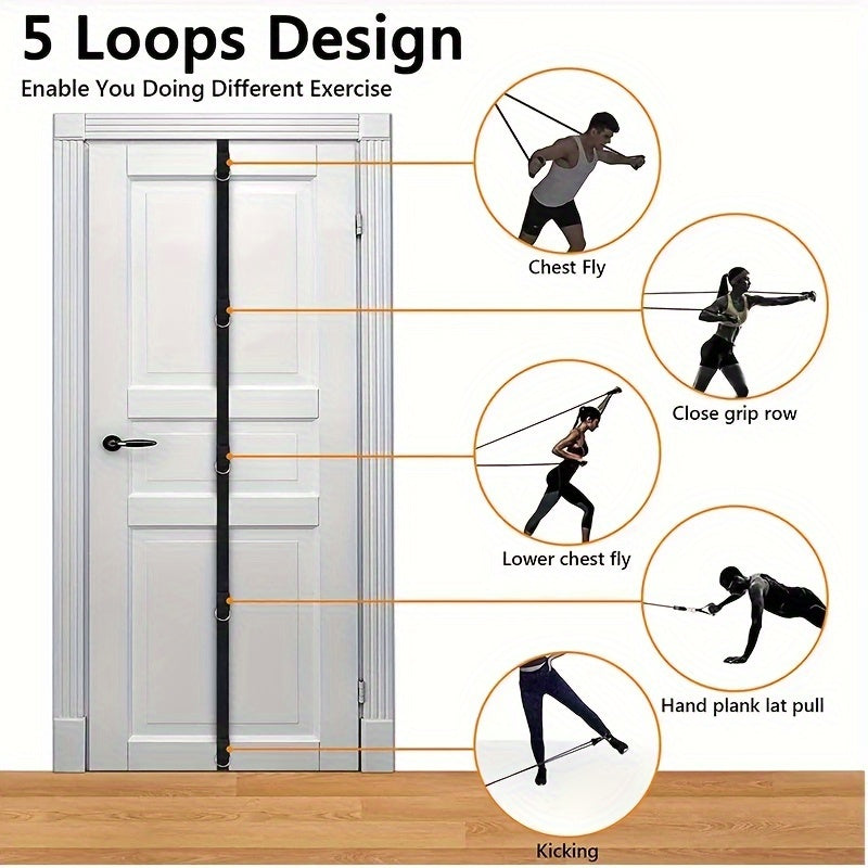1pc Resistance Rope With Door Anchor 5 Loops Elastic Rope 200in