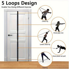 1pc Resistance Rope With Door Anchor 5 Loops Elastic Rope 200in
