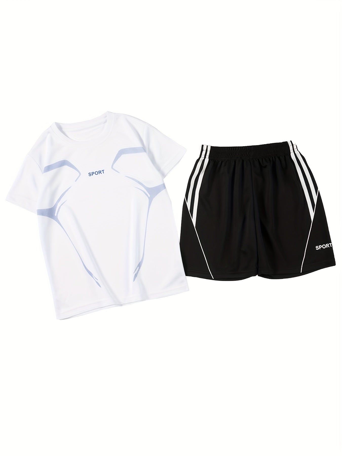 Boys Sport Suit Short Sleeves Tops & Bottoms for Basketball and Football