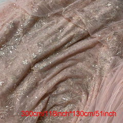 Fairy Star Moon Sequin Embroidery Mesh Fabric for Wedding Dress