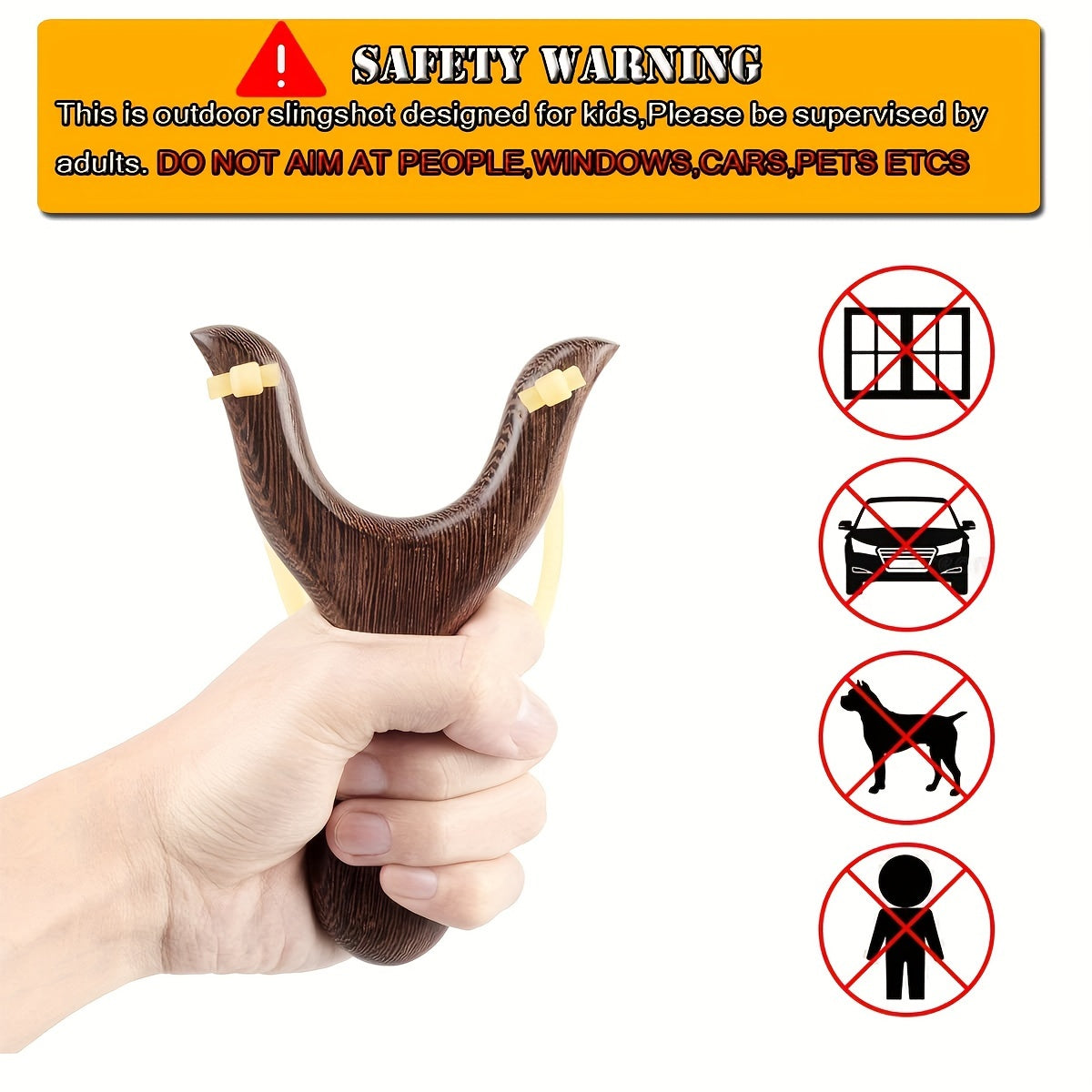 Wooden Slingshot Toy w/ 3 Replacement Bands 2 Blocks 100 Mud Pellets