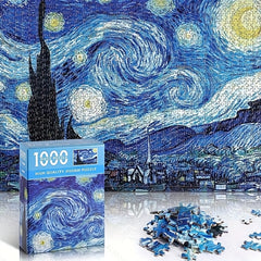 1000pcs Starry Night Puzzle with Picture and Drawing Paper