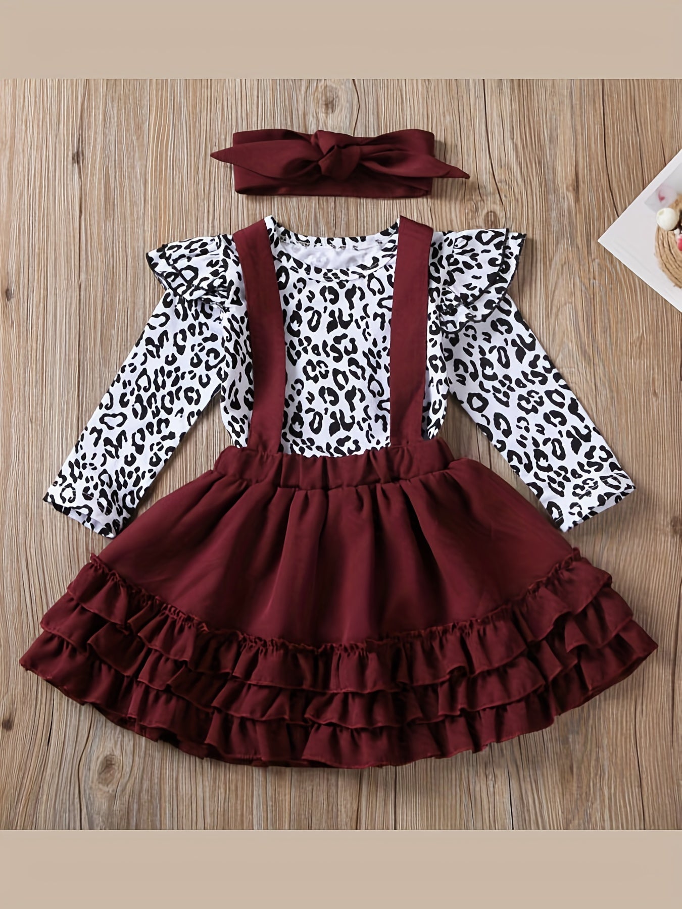 Leopard Print Top & Suspender Puffy Dress