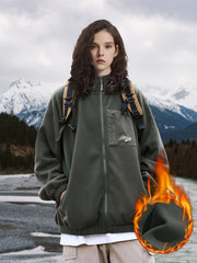 Polar Fleece Thermal Casual Jacket Zip Up Windproof Coat