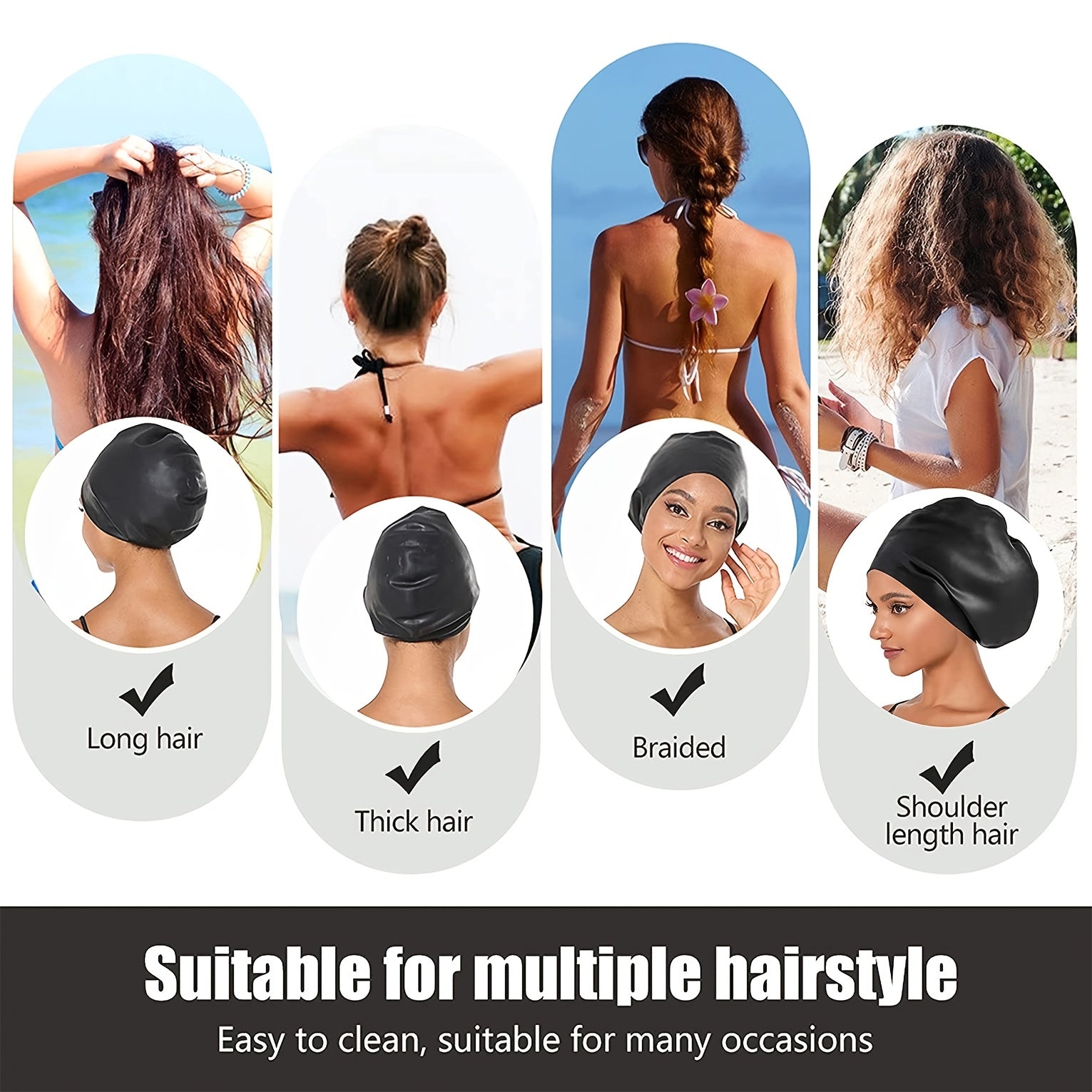 Oversized Waterproof Silicone Swimming Cap for Thick Curly Hair