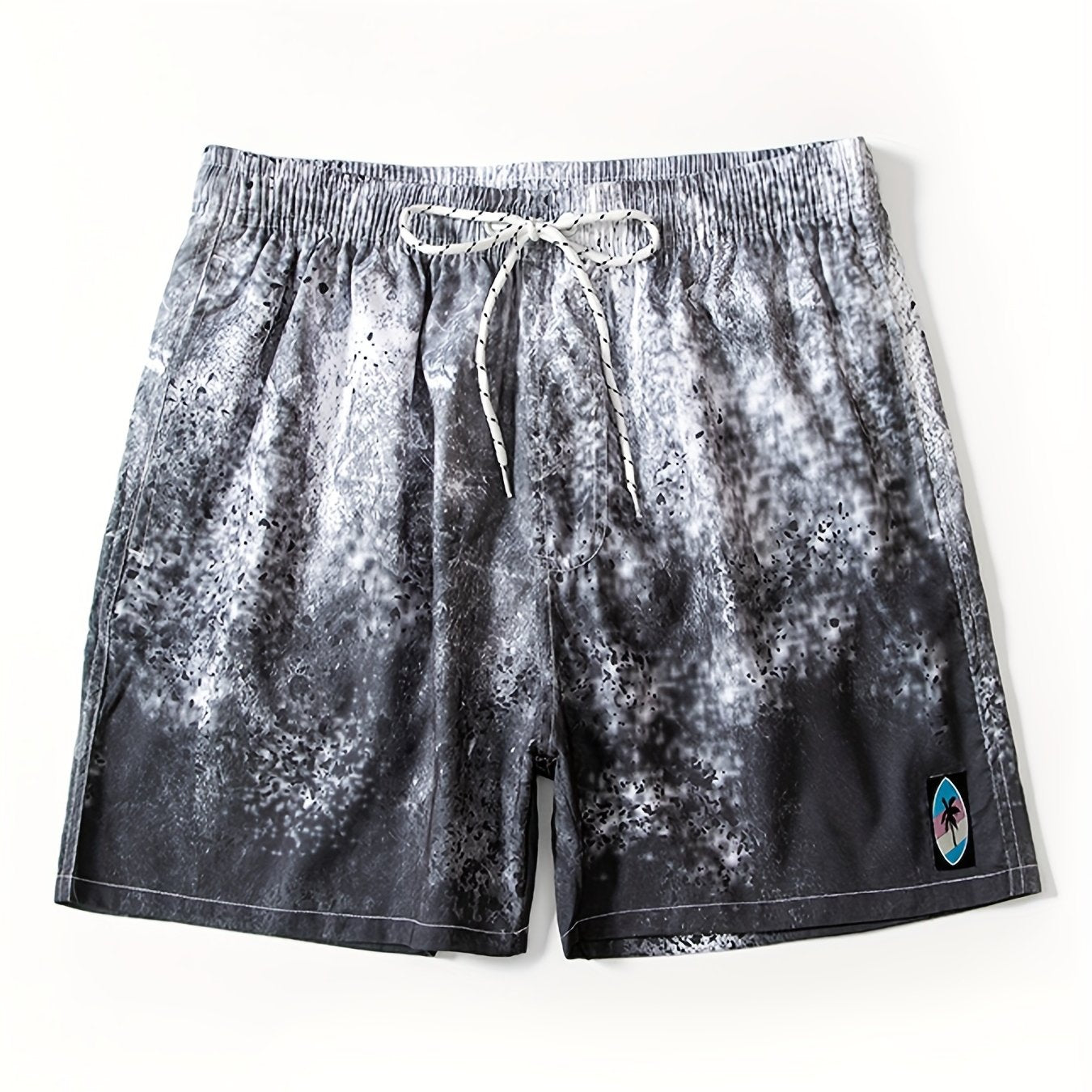 Marble Pattern Drawstring Swim Trunk Men's Board Shorts