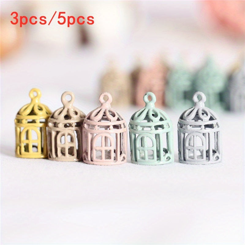 5 Mini Metal Birdcages for 1/12 Dollhouses DIY Scenes Collectible Gift