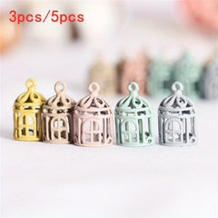 5 Mini Metal Birdcages for 1/12 Dollhouses DIY Scenes Collectible Gift
