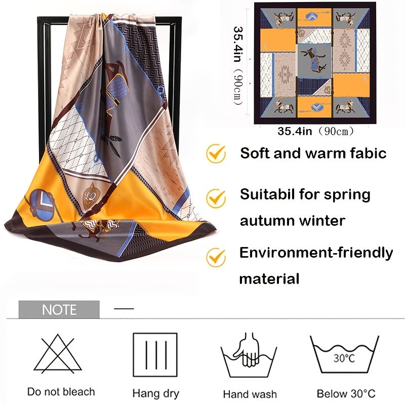 Square Silk Scarf Print Satin Shawl Wrap Hijab Women Headband Bandana