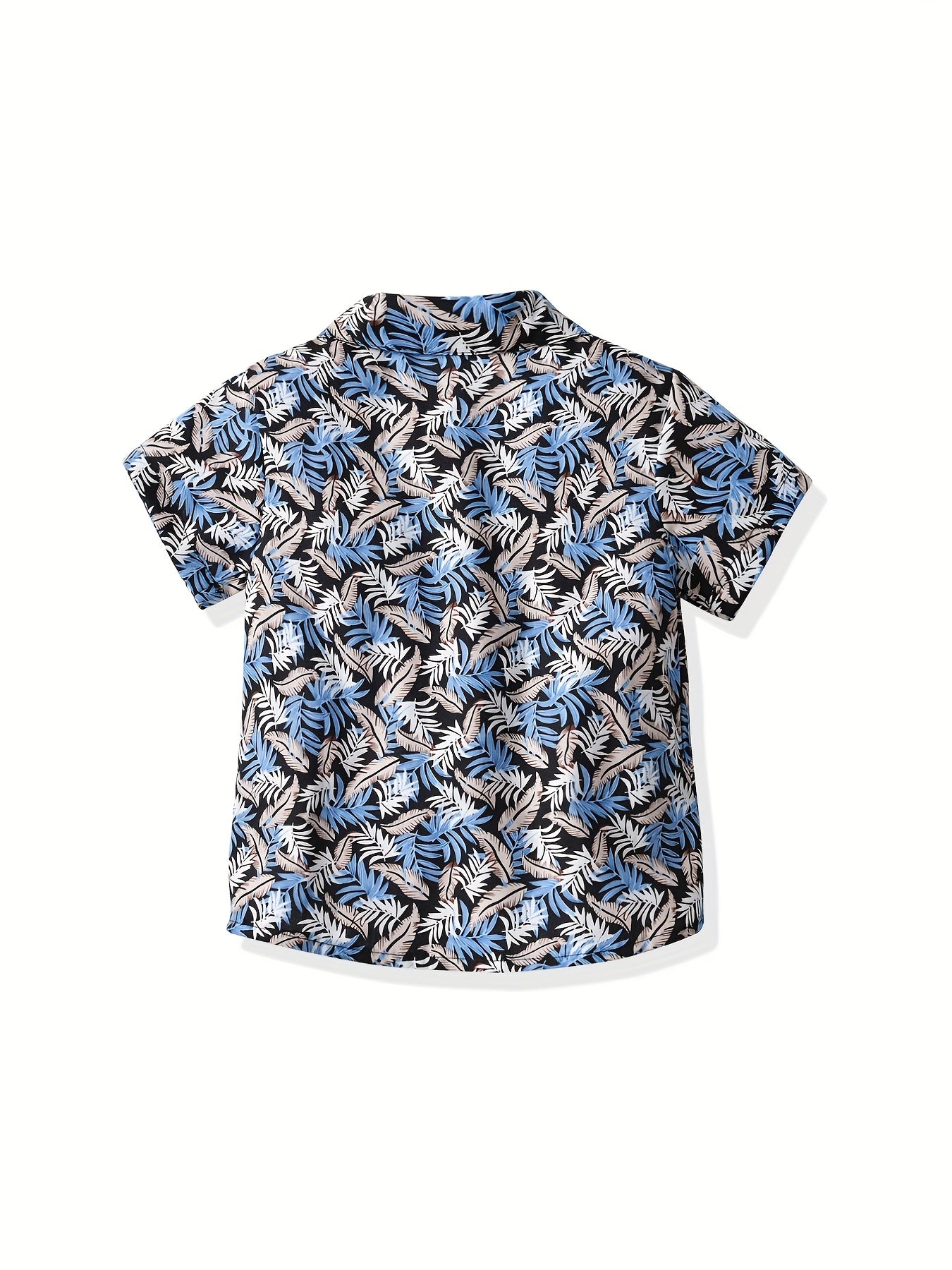 Boys Feather Print Shirt for Vacation Beach Kids Summer Clothes