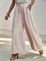 Paper Bag Waist Palazzo Pants Drawstring Wide Leg Pants