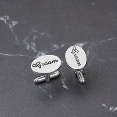 2pcs Men's Letter Pattern Groom Cufflinks Buttons