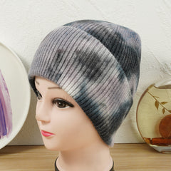 Tie Dyed Beanie Woolen Hat Women Gradient Knitted Warm Gift For Her