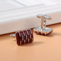 Rectangular Striped Paint Men's Shirt Cufflinks