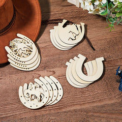 12pcs Wooden Horseshoe Cutouts Unpainted DIY Pendant