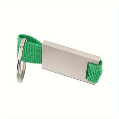 Square Shape Metal Keychain With Woven Tape 8 3 23inch Keyring