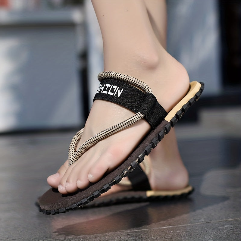 Men's Block Elastic Flip Flops Quick Drying Comfortable Thong Sandals