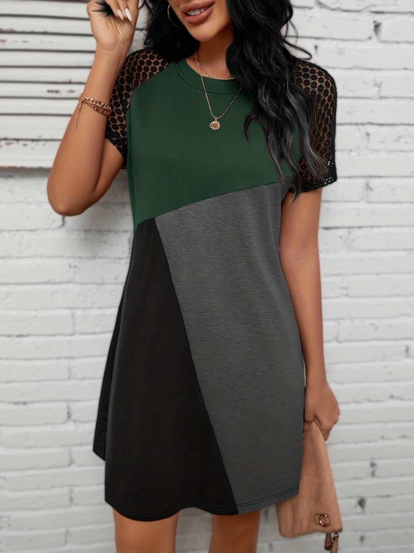 Short Sleeve Lace Dress For Women