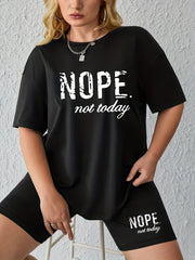 Women's Letter Print Tee & Shorts Set