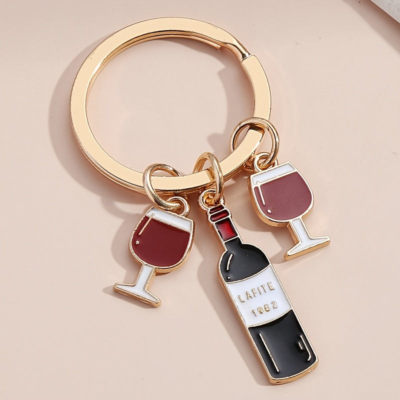 Vintage Wine Beer Drink Bag Key Chain Ornament Charm Accessories