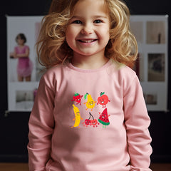 Breathable Cartoon Fruit Graphic Crew Neck Long Sleeve Sweatshirt Pullover